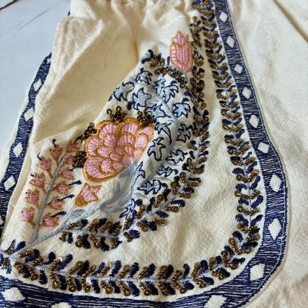 Anthropologie Women's Orange and Cream Shorts - Picture 6 of 8